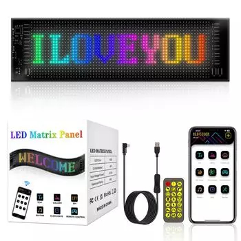 USB 5V Scrolling Led Matrix Panel, IP65 Waterproof App Programmable Flexible Screen Display Animation Led Car Sign for Shop Ad. 16x32