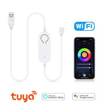 USB 5V TUYA Smart WiFi RGB LED Strip Controller WIFI LED Strip Dimmer 4pin Smartlife APP 5050SMD 2835SMD Work with Alexa Google