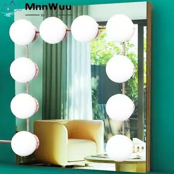 USB 5V Зеркало для макияжа Светодиодные лампочки Туалетный столик с регулируемой яркостью Освещение туалетного столика для ванной комнаты Светодиодный светильник для туалетного столика для зеркального освещения 2 Leds