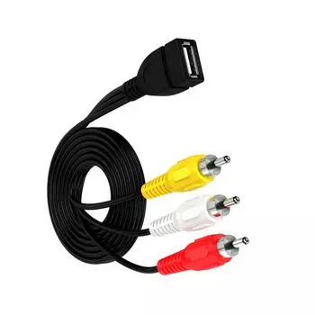 USB A Female to 3RCA RGB Male TV Audio Video Composite Adapter Converter Cable Cord Component Lead 3RCA Cable 20CM