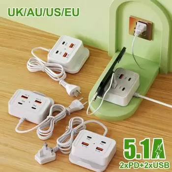 USB-адаптер питания с защитой от перенапряжения USB-зарядная станция и многофункциональный держатель для телефона 4-портовый адаптер питания для дома US 4USB