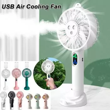 USB Air Cooling Fan Phone Holder 5V 4W Water Misting Fan 3-Gears Wind 5000mAh Removable Base with Water Tank for Outdoor Travel