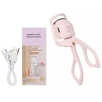 USB аккумуляторная электрическая щипцы для завивки ресниц с подогревом и 2 регулируемыми температурными режимами розовый