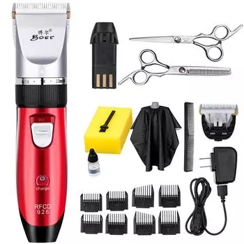USB аккумуляторная машинка для стрижки волос мощная машина для стрижки бороды парикмахерская для взрослых детей триммер для волос стальное лезвие лысая парикмахерская стрижка USB красный