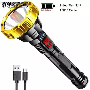 USB аккумуляторный фонарик яркий фитиль сильный свет светодиодный фонарик встроенный аккумуляторный фонарик с зарядным кабелем чёрный