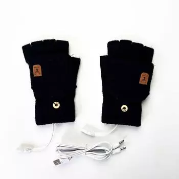 USB электрические нагревательные мужские трикотажные раскладные перчатки студенческие писчие теплые полупальцевые перчатки без пальцев для взрослых зимние
