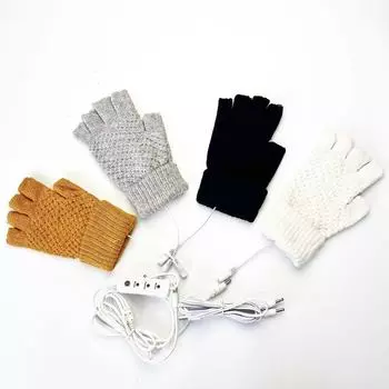 USB электрические нагревательные трикотажные перчатки зимняя теплая защита рук от холода без пальцев 5-пальцевые сенсорные игровые перчатки для экрана профессиональные электрические average size