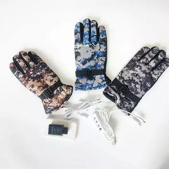 USB электрические перчатки для обогрева лыж зимние уличные теплые портативные зарядные устройства Power Plus бархатные камуфляжные холодостойкие обогревательные перчатки average size