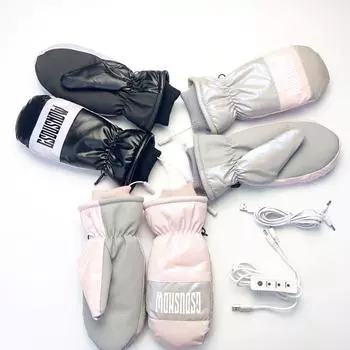 USB электрические варежки для лыжного спорта на открытом воздухе водонепроницаемые, ветрозащитные и теплые из качественной ткани с бархатом и утолщением average size