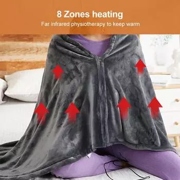 USB электрическое одеяло с подогревом, теплая шаль, фланелевое одеяло, регулируемое одеяло с подогревом L9A4 Grayish green-one size