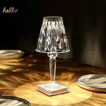 USB Алмазная настольная лампа, акриловый декоративный светильник для бара, спальни, прикроватная тумбочка с кофе и кристаллами, светодиодные настольные лампы, подарочные ночники, освещение USB Plug-In