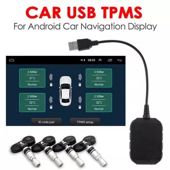 USB Android система оповещения о температуре шин Smart Car TPMS автоматическая система оповещения о температуре для автомобильного радио DVD-плеера