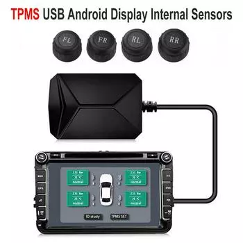 USB Android TPMS Система контроля давления в шинах Монитор напряжения Android Навигация Мониторинг чёрный