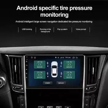 USB Android TPMS Система контроля давления в шинах Внешний датчик запасного колеса USB TMPS для автомобиля Предупреждение о температуре и напряжении чёрный