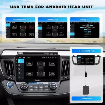 USB Android TPMS Система сигнализации контроля давления в шинах Свободный обмен данными о положении шин Беспроводные внешние датчики Exteral Sensors