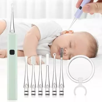 USB Baby Mini Электронная ушная ложка для чистки эндоскопов для взрослых Инструмент для удаления ушной серы со светодиодной подсветкой Светящаяся ложка для чистки ушей зелёный