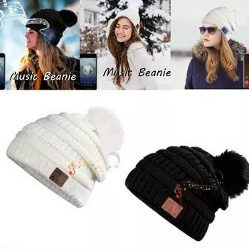 USB беспроводная шапка-бини для женщин и девочек музыкальная шапка-бини беспроводные наушники стереодинамик шапка 1PCS чёрный