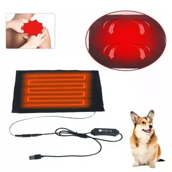 USB Black Electric Blanket Waterproof Winter Safe Heating Pad Chair Heater Pet Dog Cat Bed Carbon Fiber Warmer Mat чёрный