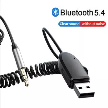 USB Bluetooth 5.4 автомобильный приемник адаптер с микрофонами и шумоподавлением, USB AUX Bluetooth приемник автомобильный комплект стерео аудио