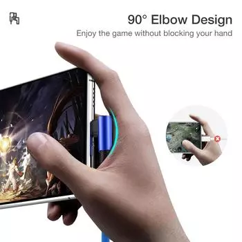 USB C 90-градусный угловой USB-кабель типа C для зарядки, кабель для Samsung, Xiaomi, аксессуары для мобильных телефонов, 3A, USB-кабель для быстрой зарядки, 2 м, 3 м 1m