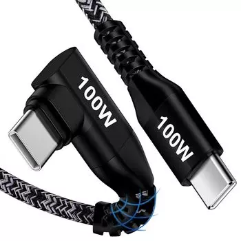 USB C cable L-shape PD compatible type c 100W/5A fast charging L type high output 1.8M USB-C to Prevention of disconnection nylon knitting charging