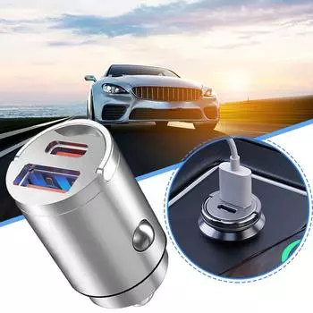 USB C Car Charger Hidden Mini Metal Super Fast Charging Socket 12v Recessed Adapter Usb O9J1