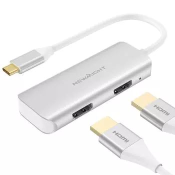 USB C Dual HDMI Conversion Adapter Hub USB Hub Expansion Output Dual Screen Expansion Mode Adapter Совместимость с iPhone Series Dual Monitor HDMI серебряный