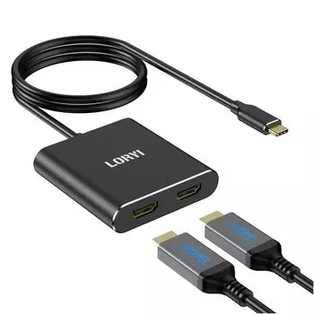 USB C HDMI Conversion Adapter Dual HDMI Splitter Expansion Mode Compatible HDMI Expansion 2in1 Type C Hub HDMI Cable Adapter Expansion Mode