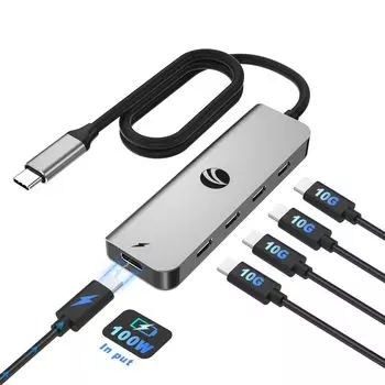 USB C Hub 10Gbps 5-портовый USB Gen 2 высокоскоростной адаптер для передачи данных, концентратор расширения, только передача данных, быстрая зарядка PD 100 Вт, тонкий