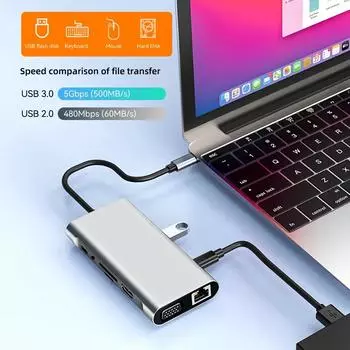 USB C HUB 4K 30 Гц Type C на HDMI-совместимый USB 3.0 адаптер 11 в 1 Type C HUB док-станция PD 87 Вт USB C разветвитель для MacBook Pro Air