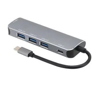 USB C Hub 5 in 1 4 Ports USB3.0 5Gbps 60W TypeC PD3.0 Fast Charge Docking Station for Tablet Mobile