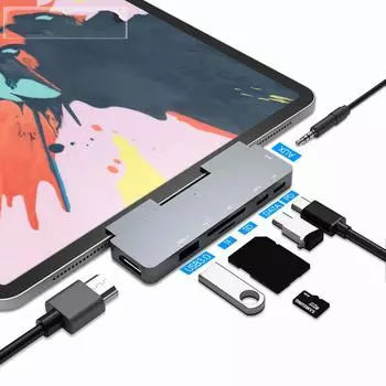 USB C Hub 60 Вт PD зарядка для iPad Pro MacBook Air Переключатель на HDMI-совместимый адаптер USB 3.0 для телефона Type-C с разъемом для наушников
