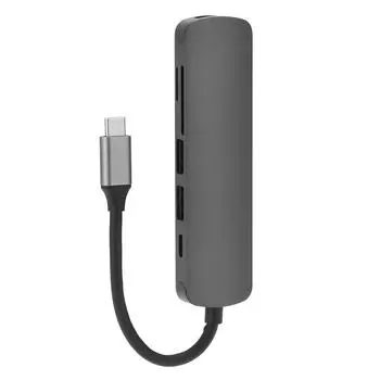 USB C Hub 6 в 1 SDTF Card Reader TypeC Adapter Docking Station для OS X Lenovo Dell