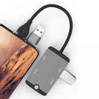 USB C HUB Кардридер Флэш-накопитель Smart Memory Card Reader Multiport с портами SD TF для Macbook Компьютер Ноутбук Аксессуары серый