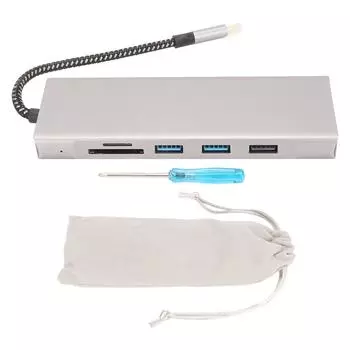 USB C Hub M.2 Интерфейс SSD Корпус 8 в 1 100 Вт 5 Гбит/с Передача Алюминиевый сплав USB C Док-станция