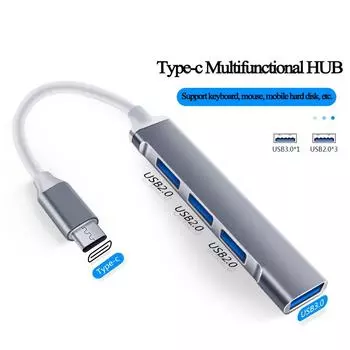 USB C HUB USB 3.0 HUB Type C 4-портовый мульти-разветвитель адаптер OTG Macbook HUB Pro 13 15 Air Mi Pro HUAWEI Компьютерные аксессуары USB Gray