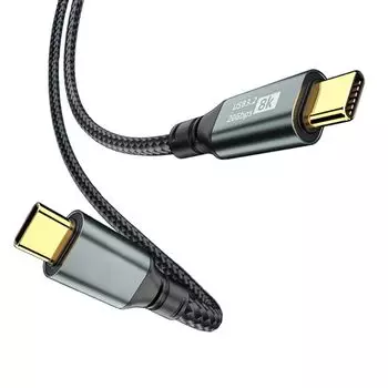 USB-C и кабель 1,5 м Type-c USB3.2 Gen2(20 Гбит/с) Совместимость с PD Быстрая зарядка 100 Вт/5 А Видеовыход 8K/60 Гц Сверхпрочный нейлон типа C Совместимость с