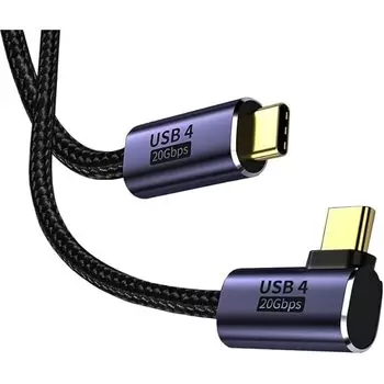USB-C и кабель 1M Type-C L-образный USB4 (20 Гбит/с) Совместимость с PD Быстрая зарядка 100 Вт/5 А Видеовыход 8K/60 Гц Сверхпрочный нейлон Совместимость с типом C