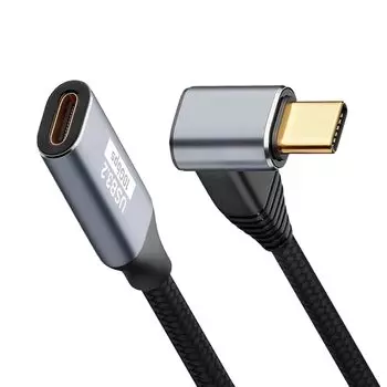 USB-C и удлинительный кабель L-образной формы 0,25 м, удлинитель Type-C USB3.1 Gen2(10Гбит) Быстрая зарядка PD 100 Вт, высокоскоростная передача данных, сверхпрочный нейлон