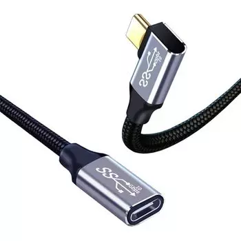 USB-C и удлинительный кабель L-образной формы Type-C удлинитель USB3.1 Gen2(10Гбит) 100 Вт PD быстрая зарядка высокоскоростная передача данных Сверхпрочный нейлон тип C