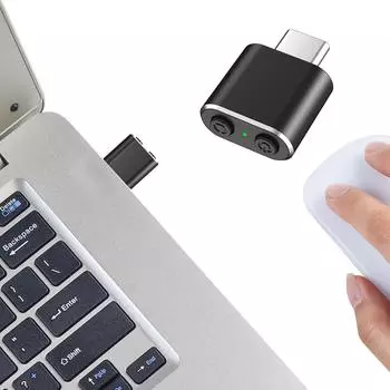 USB C Мышь Jiggler с кнопкой переключения Необнаруживаемый автоматический Wiggler Устройство для перемещения мыши без драйверов Не дает компьютеру/ноутбуку спать чёрный