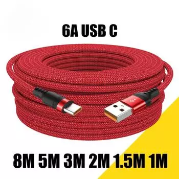 Usb C сверхбыстрый кабель для быстрой зарядки 8M 5M 3M 2M 1M 6A Usb Type-C кабель для оборудования Samsung Xiaomi Oppo Oneplus Vr Camera 1m
