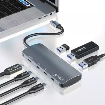 USB C to USB C Hub 10Gbps Gen2 3x 10Gbps 3x USB 10Gbps порта 100 Вт подача питания с 10 Гбит/с адаптер Gen 2 Hub для устройств MacBook C 7-в-1 USB-C