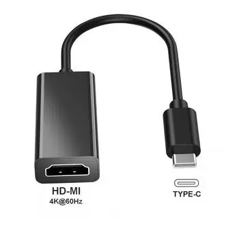 USB C Type C к HDMI-совместимому Видеокабель USBC к HD-MI Адаптер Type-C к HD-телевизору Конвертер USB3.1 4K 60 Гц для ноутбука MacBook чёрный