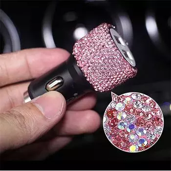 USB Car Charger 5V 2.1A Dual Port Fast Adapter Car Decor Car Styling Diamond Car Accessories Interior for Woman