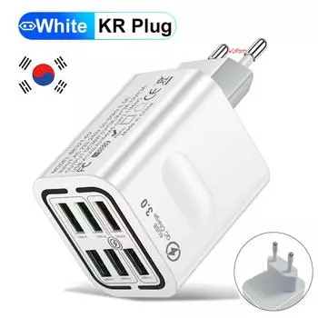 USB Charger 6 Ports Fast Charging Mobile Cell Phone Wall Adapter for Xiaomi Samsung Phone Charger EU/KR Plug BK321-6U KR White