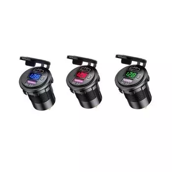 USB-разъем для зарядного устройства, водонепроницаемый адаптер для быстрой зарядки PD Type C и QC3.0, розетка с выключателем для автомобиля, морского мотоцикла