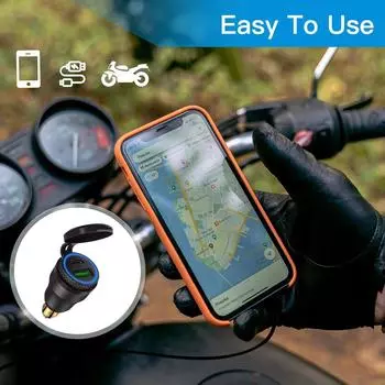 USB Charger Socket Waterproof Fast Charge Adapter PD Type C and QC3.0 Power Outlet With Switch For Car Marine Motorcycle D8X0 чёрный