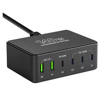 USB Charger Total 140W PD Rapid Charger Port 6 Devices 6 Ports Smartphone PSE Certified Macbook 16 Compatible with other devices such as [Single