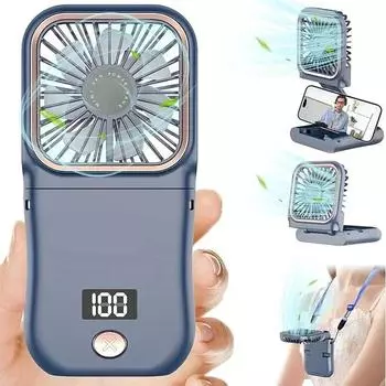 USB Charging 3000mAh Battery Powered 180° Folding Wireless Table Air Cooling Fan Mini Portable Hand Fan Outdoor Hanging Neck Fan белый